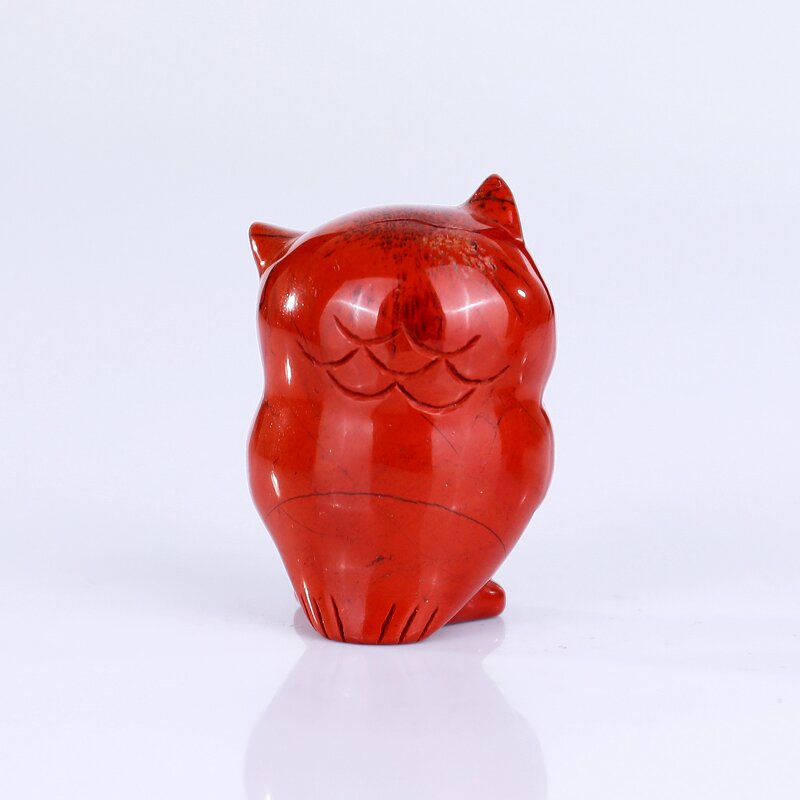 Owl Crystal Statue Manufacturer - Red Jasper Baby Owl Highly Realistic Carved