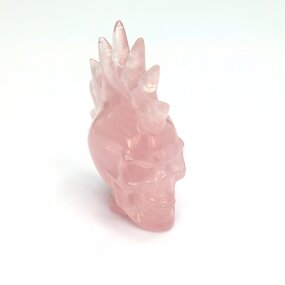 Crystal Skull Manufacturer - Natural Rose Quartz Hand Carved Punk Style Healing
