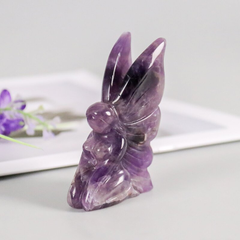Crystal Fairy Carving Manufacturer - Butterfly Fairy with Flower Angel Wings
