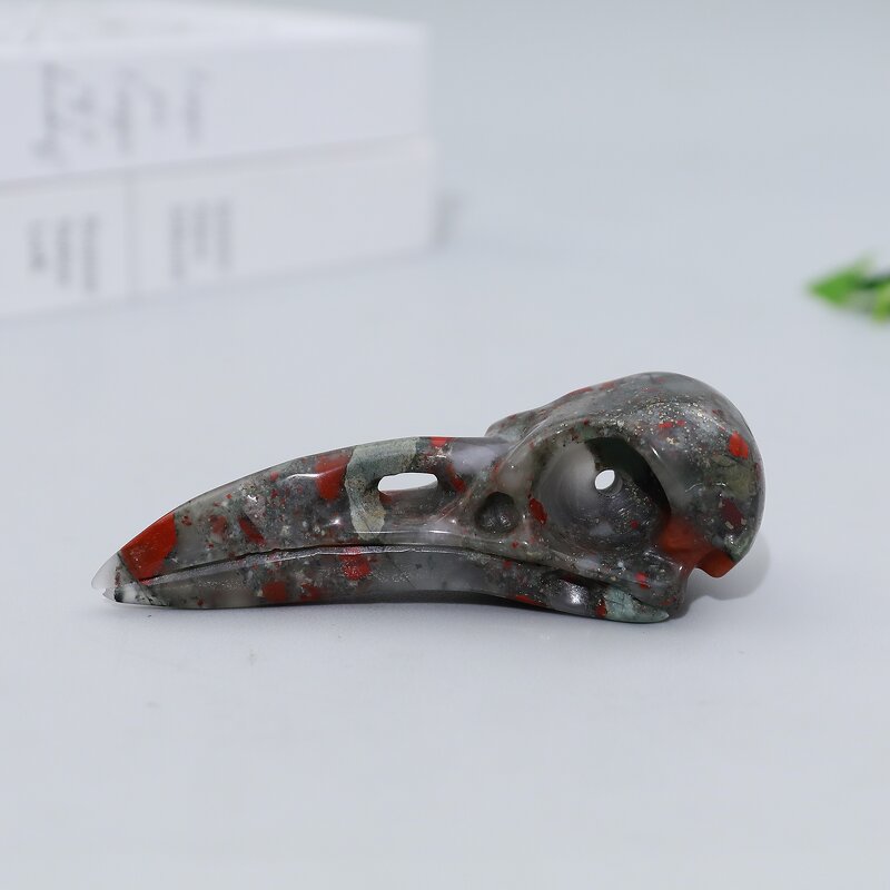 Raven Skull Crystal Manufacturer - Dragon Blood Jasper Hand Carved for Fengshui
