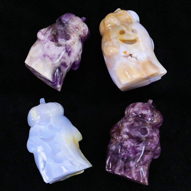 Pumpkin Ghost Carving Manufacturer - Natural Crystal 3-inch Engraved Cute