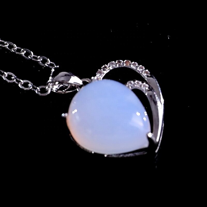 Pendant Necklace Manufacturer - Natural Blue Chalcedony Love Heart Silver