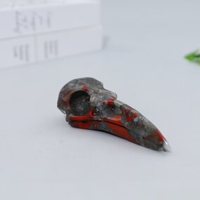 Raven Skull Crystal Manufacturer - Dragon Blood Jasper Hand Carved for Fengshui