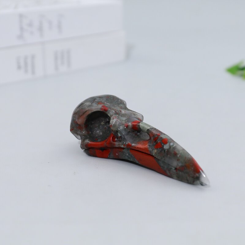 Raven Skull Crystal Manufacturer - Dragon Blood Jasper Hand Carved for Fengshui