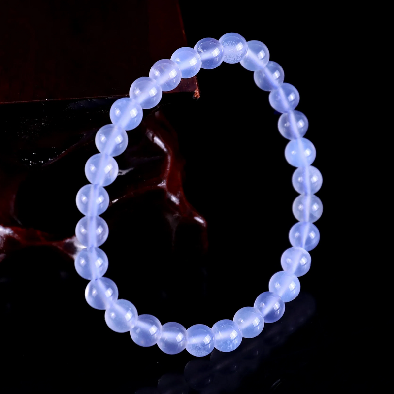 Crystal Bracelet Manufacturer - Turkish Blue Chalcedony Engraved Beads Classic