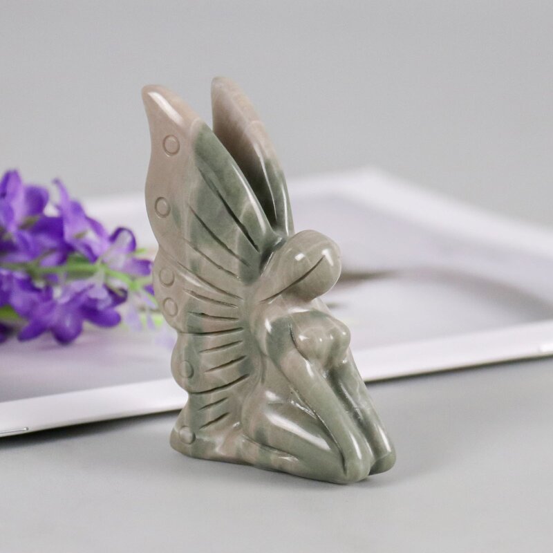 Butterfly Fairy Statue Manufacturer - Natural Nine Dragon Jade Hand Carved