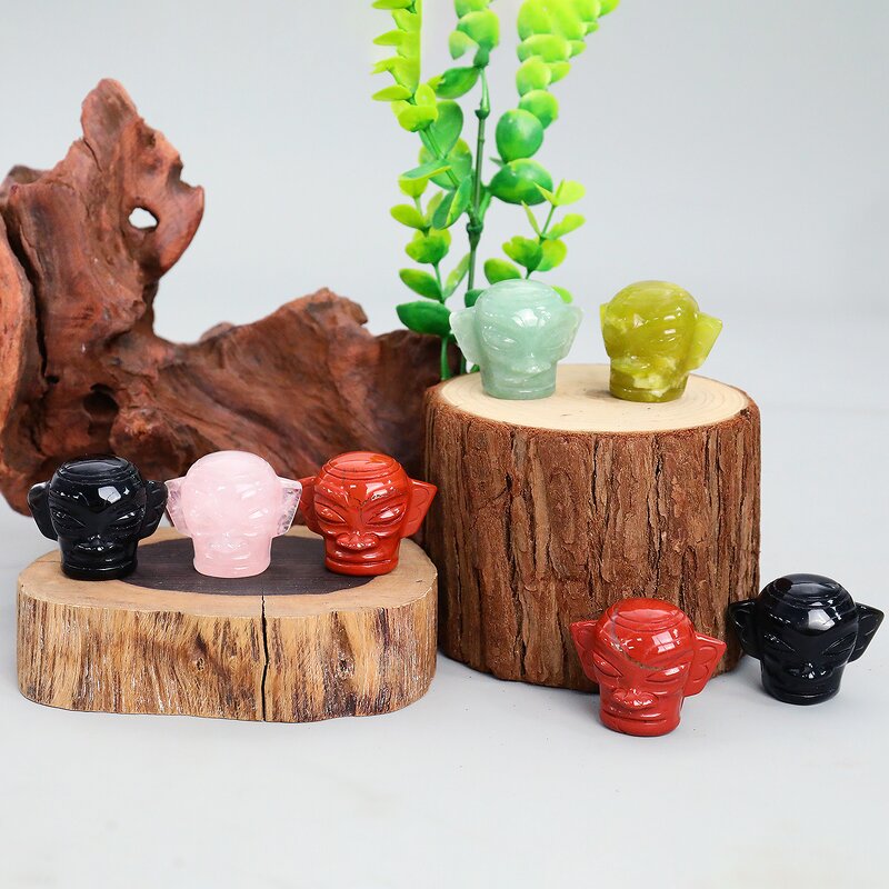 Sanxingdui Statue Manufacturer - Natural Crystal RAW STONE Carving Oval Shape