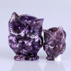 Owl Carving Manufacturer - 1.5 Inch Dream Amethyst Baby Owl Hand Carved