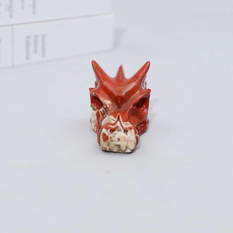 Crystal Skull Figurine Manufacturer - Carved Red Jasper Dragon Hand Engraved