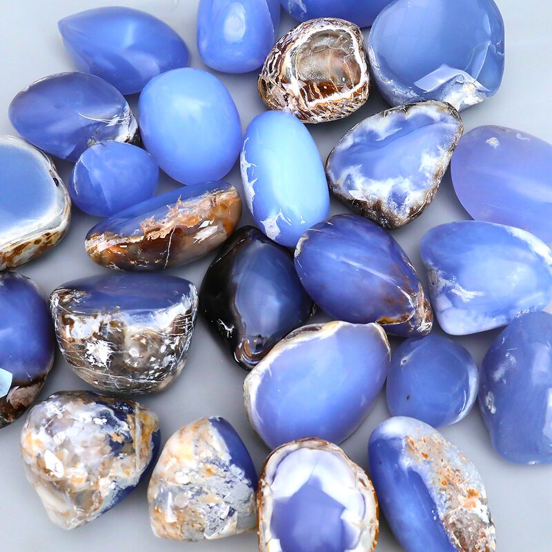 Religious Sculpture Manufacturer - Polished Blue Chalcedony Raw Matrix Palm