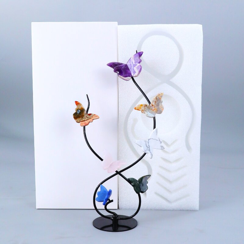 Butterfly Manufacturer - Natural Opal with Metal Stand Traditional Engraved