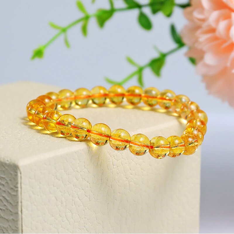 Crystal Bracelet Manufacturer - Natural Citrine 8MM Round Bead Single Loop