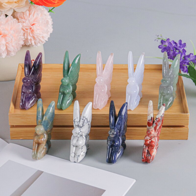 Crystal Fairy Carving Manufacturer - Butterfly Fairy with Flower Angel Wings