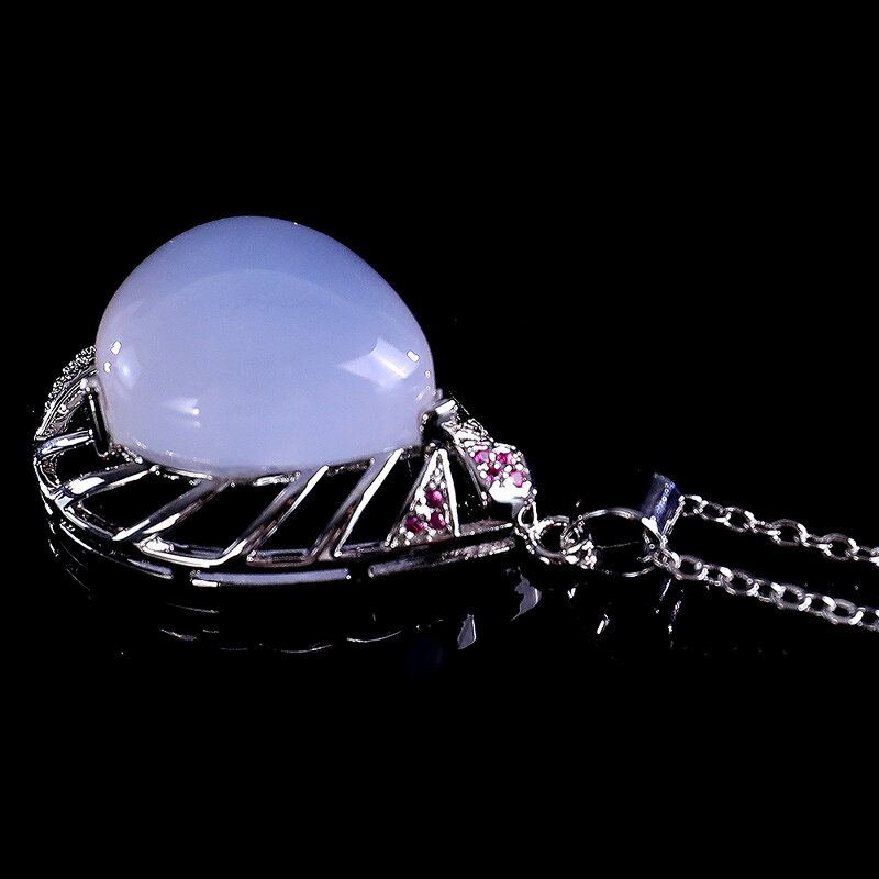 Crystal Pendant Manufacturer - Natural Blue Chalcedony Silver Plated Waterdrop