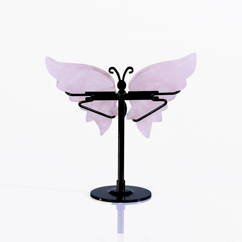 Butterfly Figurine Manufacturer - Rose Quartz Carved Crystal Hand Engraved