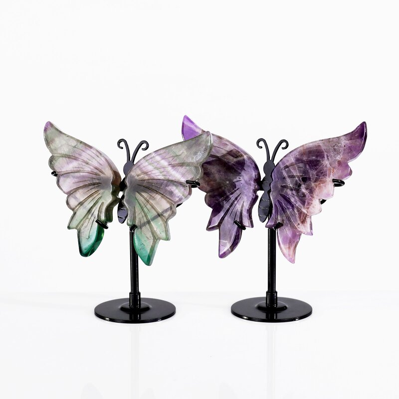 Butterfly Carving Manufacturer - Crystal Wings with Metal Stand Hand Carved