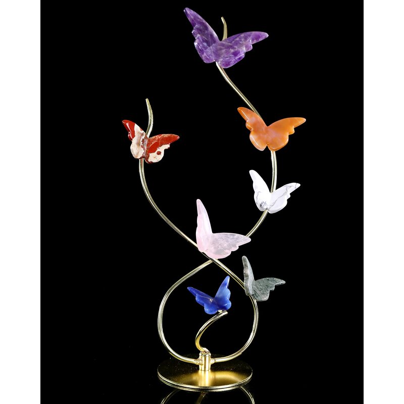 Butterfly Manufacturer - Natural Opal with Metal Stand Traditional Engraved