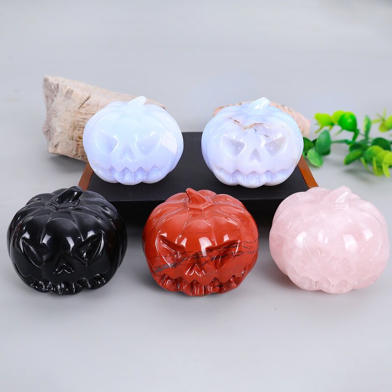 Pumpkin Skull Ornament Manufacturer - Natural Agate Blue Chalcedony DIY