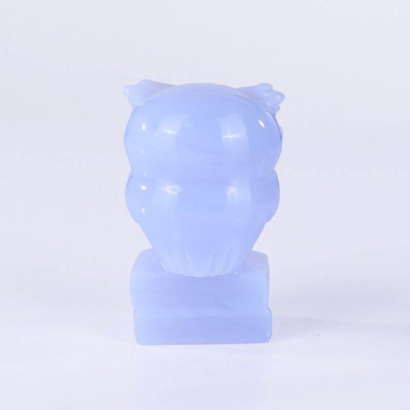 Owl Carving Manufacturer - Natural Blue Chalcedony Customized Hand Carved