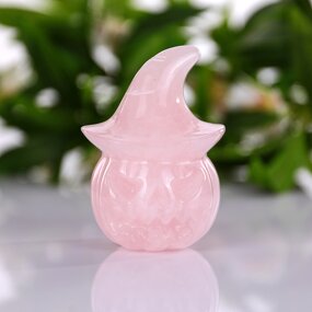 Pumpkin Skull Manufacturer - Natural Rose Quartz Wizard Hat Feng Shui