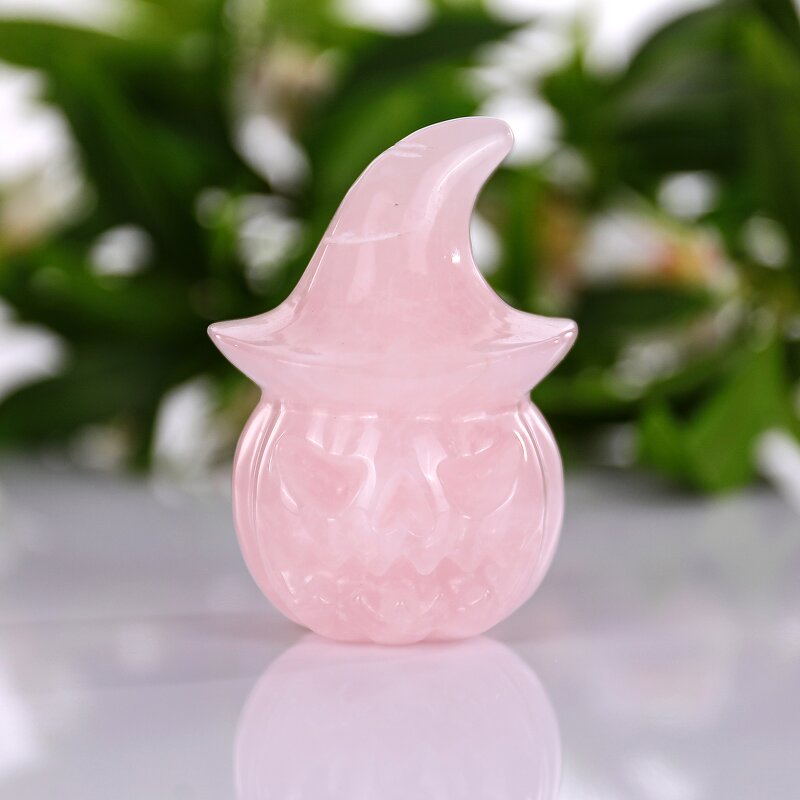 Pumpkin Skull Manufacturer - Natural Rose Quartz Wizard Hat Feng Shui