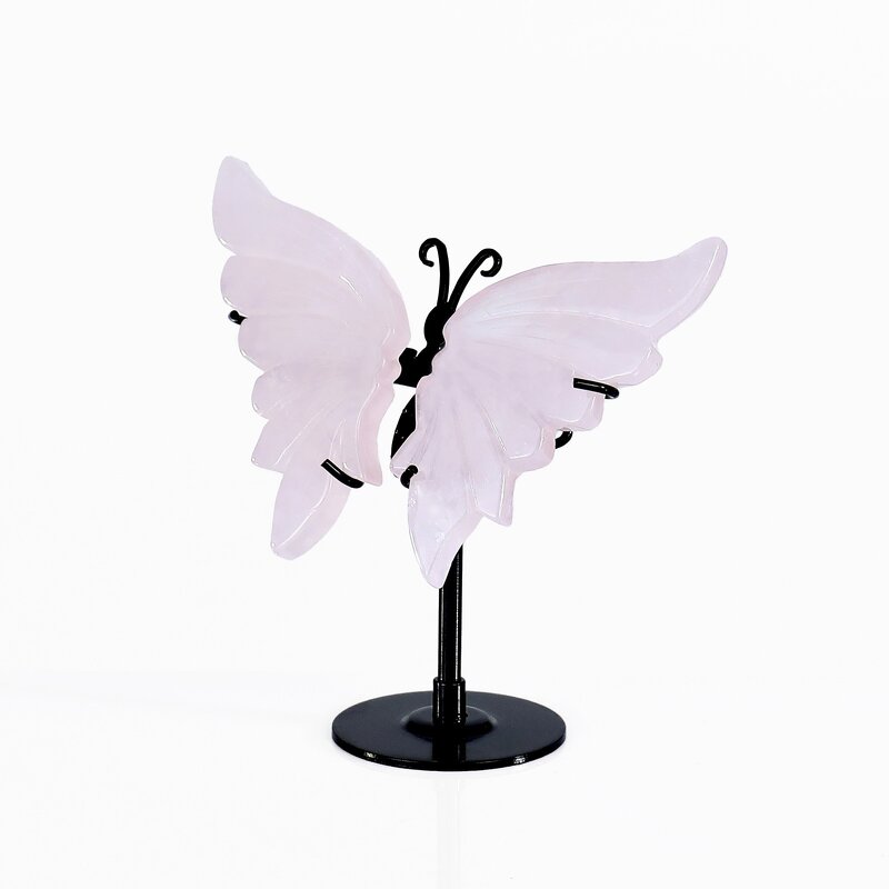 Butterfly Figurine Manufacturer - Rose Quartz Carved Crystal Hand Engraved