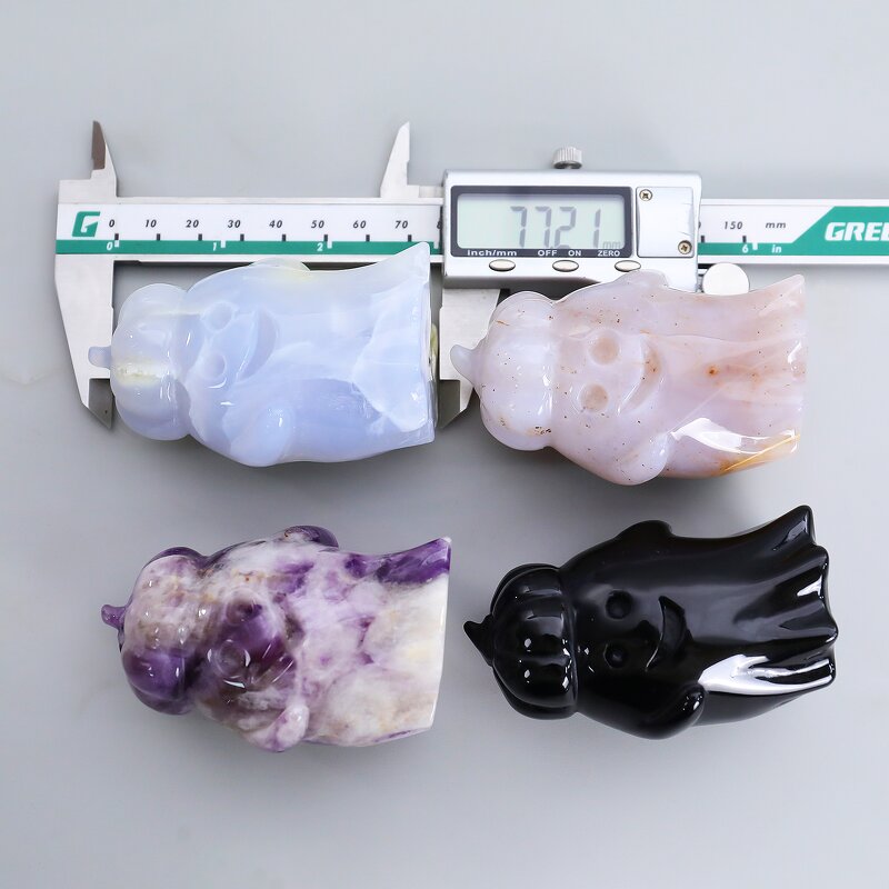 Halloween Ghost Ornament Manufacturer - Natural Blue Chalcedony with Pumpkin Hat