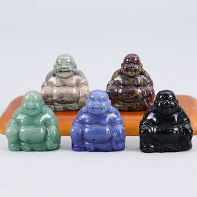 Buddha Statue Manufacturer - Natural Crystal Carved Chinese Happy Laughing