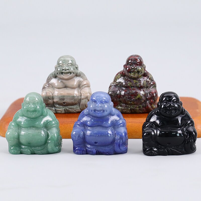 Buddha Statue Manufacturer - Natural Crystal Carved Chinese Happy Laughing