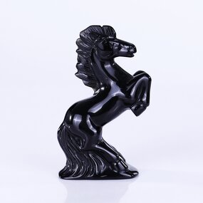 Horse Sculpture Manufacturer - Hand Carved Black Obsidian Natural Crystal