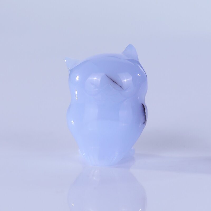 Owl Carving Manufacturer - Natural Blue Chalcedony Baby Owl Engraved Hand Carved