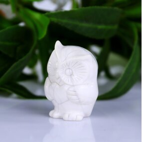 Owl Sculpture Manufacturer - Natural Ivory Jade Handmade Baby Owl Customized