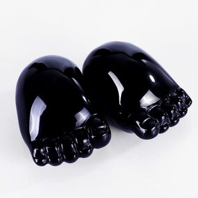 Foot Ornament Manufacturer - Polished Natural Obsidian Cute Little Foot Carving