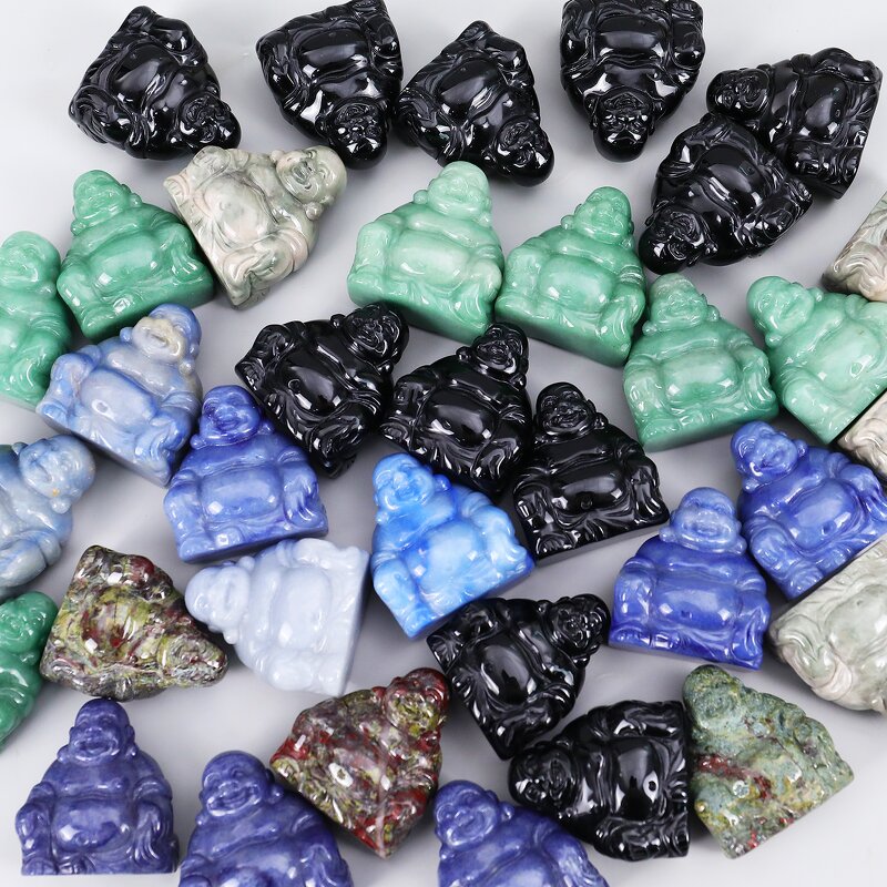 Buddha Statue Manufacturer - Natural Crystal Carved Chinese Happy Laughing