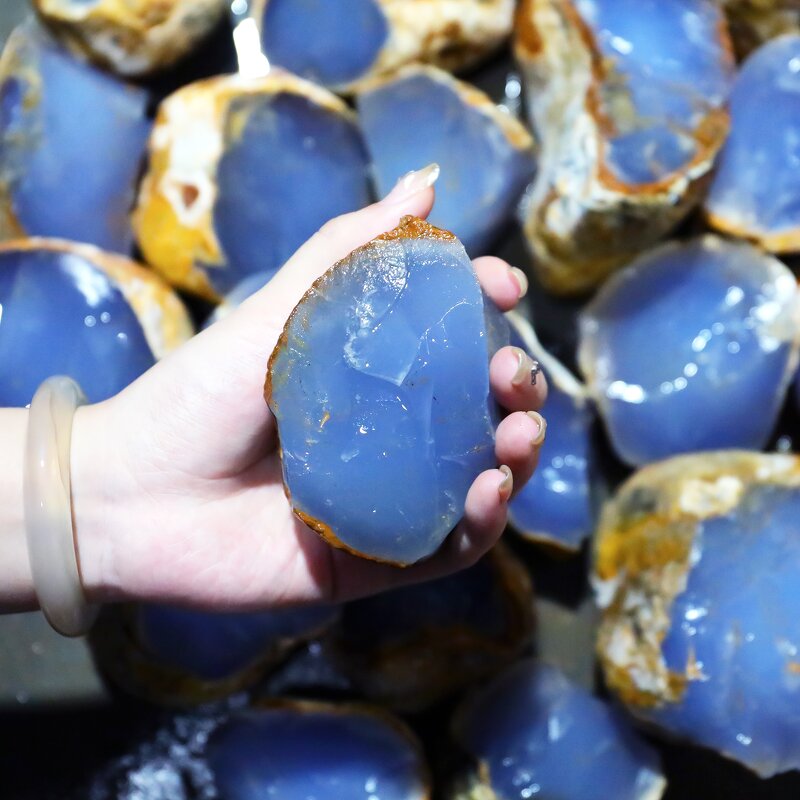 Rough Stone Manufacturer - Turkish Blue Chalcedony Large Size Rock Crystal