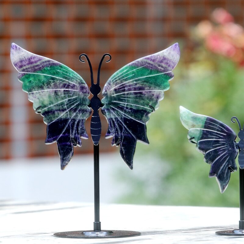 Butterfly Carving Manufacturer - Crystal Wings with Metal Stand Hand Carved