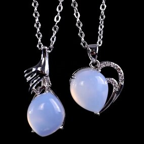 Pendant Necklace Manufacturer - Natural Blue Chalcedony Love Heart Silver