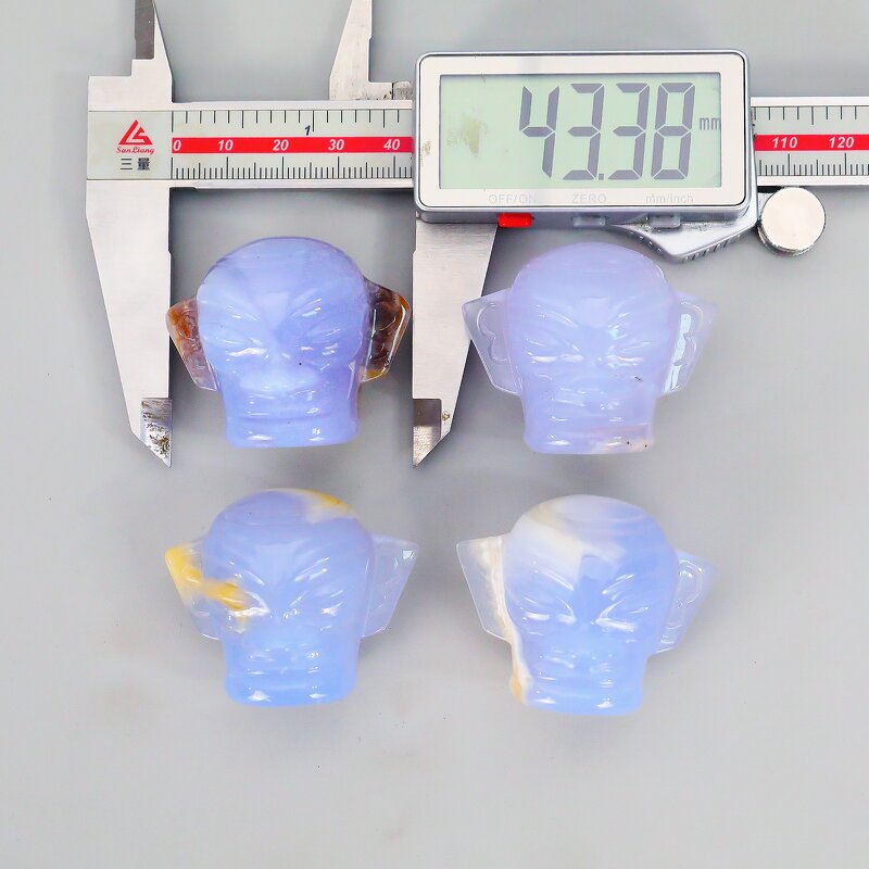 Sanxingdui Mask Carving Manufacturer - Blue Chalcedony Natural Hand Carved