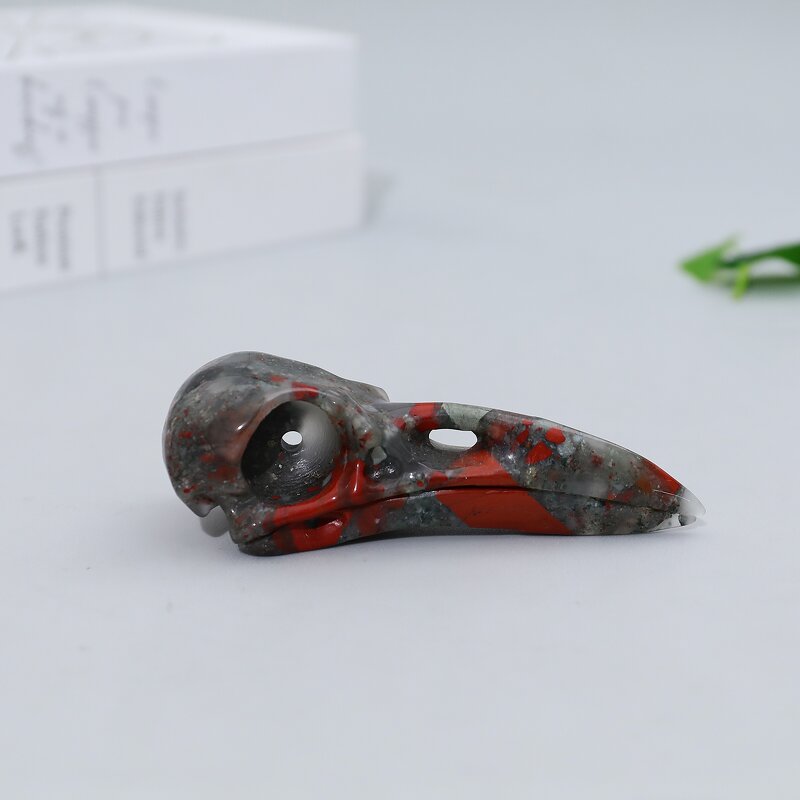 Raven Skull Crystal Manufacturer - Dragon Blood Jasper Hand Carved for Fengshui