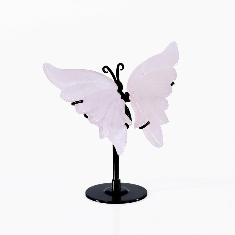 Butterfly Figurine Manufacturer - Rose Quartz Carved Crystal Hand Engraved