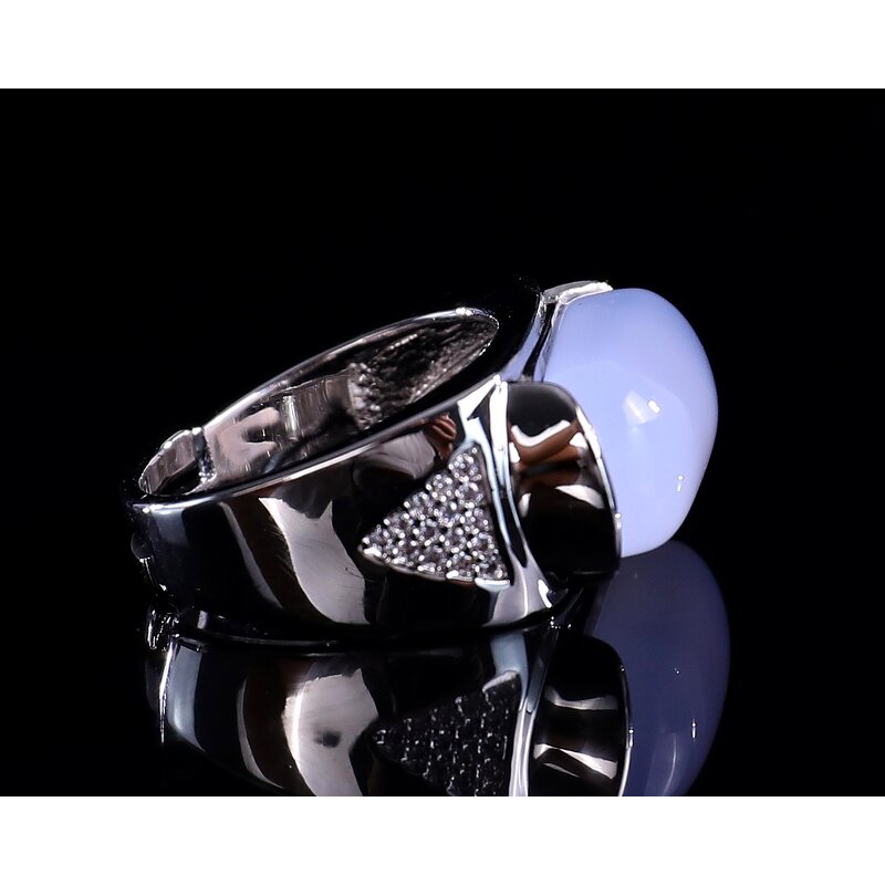 Gemstone Ring Manufacturer - Natural Blue Crystal Rhinestone Bezel Setting
