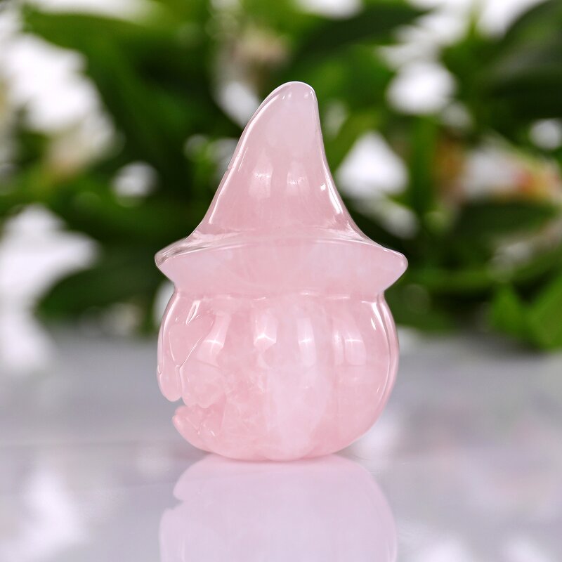 Pumpkin Skull Manufacturer - Natural Rose Quartz Wizard Hat Feng Shui