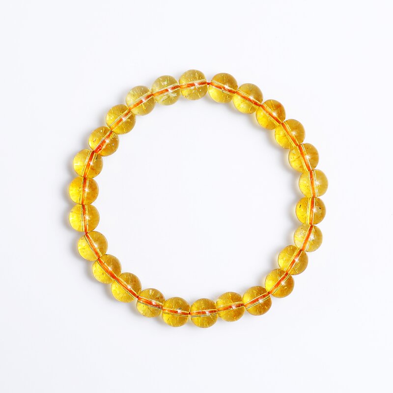 Crystal Bracelet Manufacturer - Natural Citrine 8MM Round Bead Single Loop