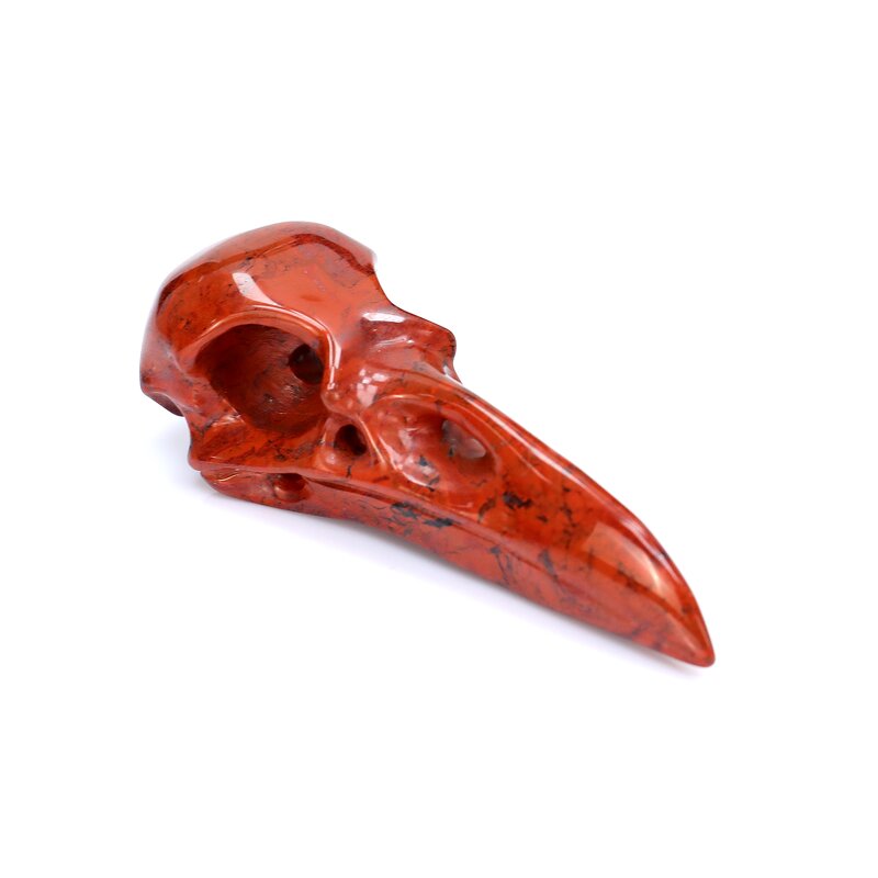 Raven Skull Ornament Manufacturer - Natural Red Jasper Hand Carved for Jewelry