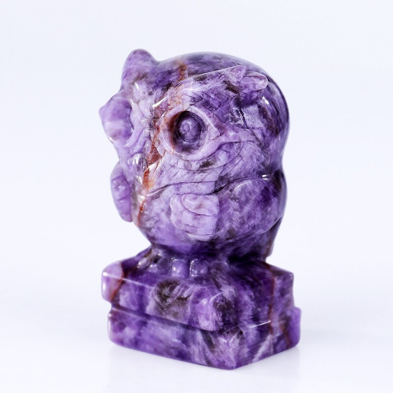 Owl Sculpture Manufacturer - Natural Dream Amethyst on Books 3 Inch Hand Carved