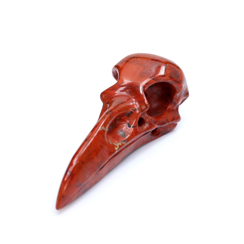 Raven Skull Ornament Manufacturer - Natural Red Jasper Hand Carved for Jewelry