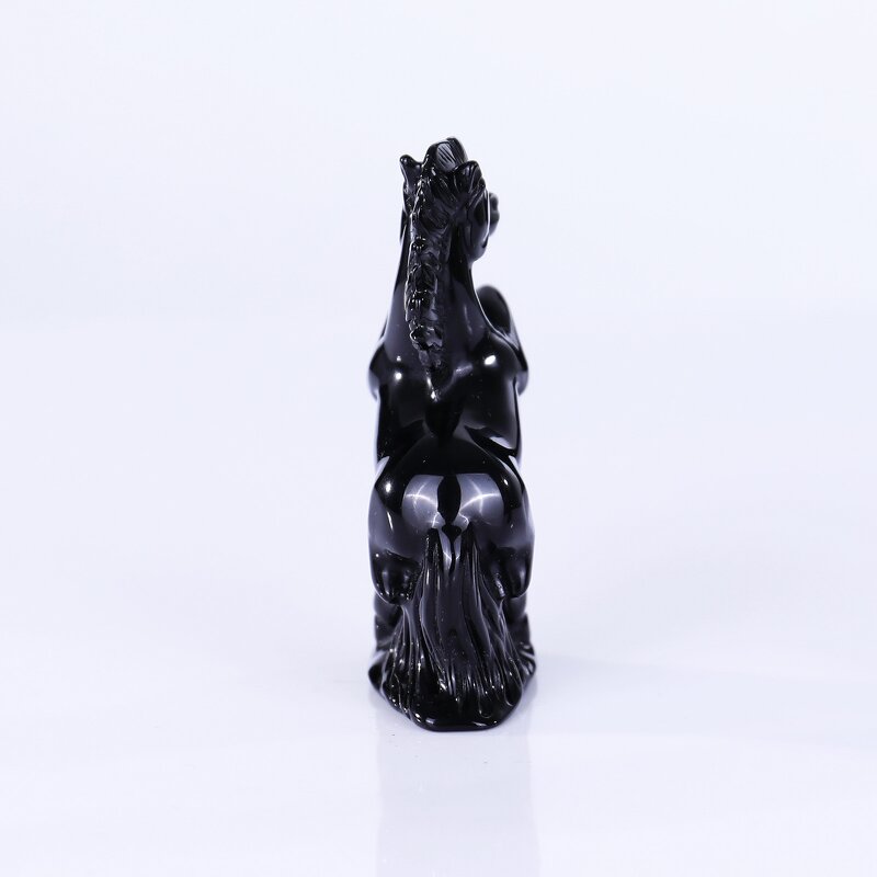 Horse Sculpture Manufacturer - Hand Carved Black Obsidian Natural Crystal