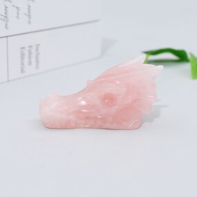 Dragon Skull Carving Manufacturer - Rose Quartz Customizable Size Handicraft