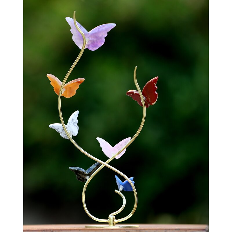 Butterfly Set Manufacturer - Rose Quartz Carved with Chalcedony Jasper