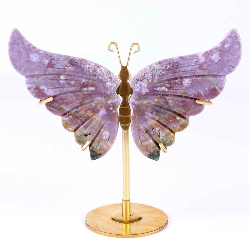 Butterfly Wings Figurine Manufacturer - Natural Indian Agate with Stand
